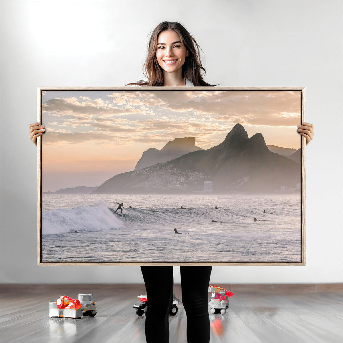 Sunset Surfing Wall Art Canvas Print – Framed Misty