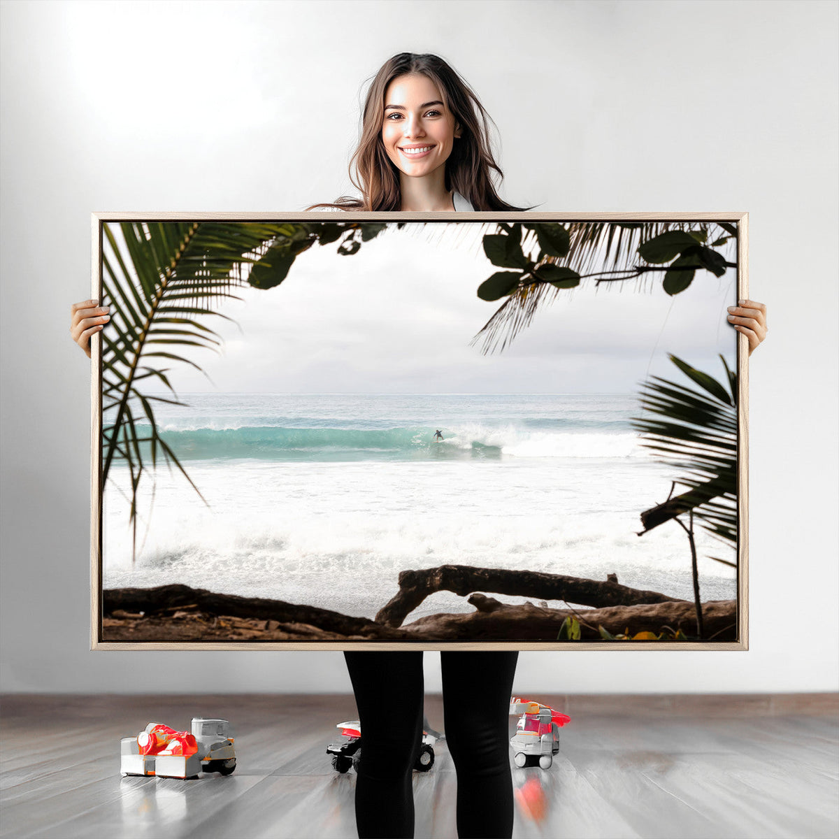 Tropical Surf Wall Art Canvas Print – Framed Palm Tree View