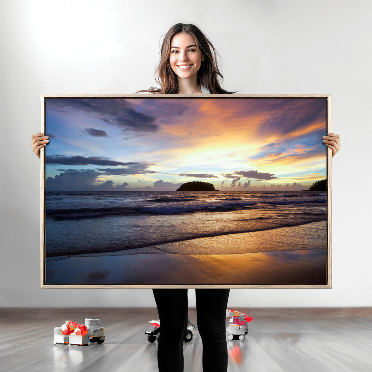 Beach Sunset Wall Art Canvas Print – Tropical Ocean Waves