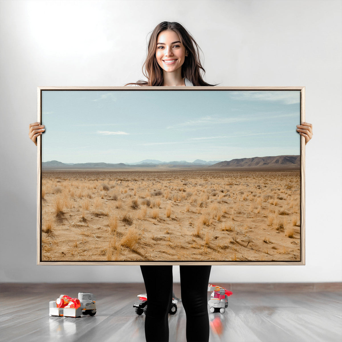 Desert Plains Wall Art Canvas Print, Golden Light Over Dry