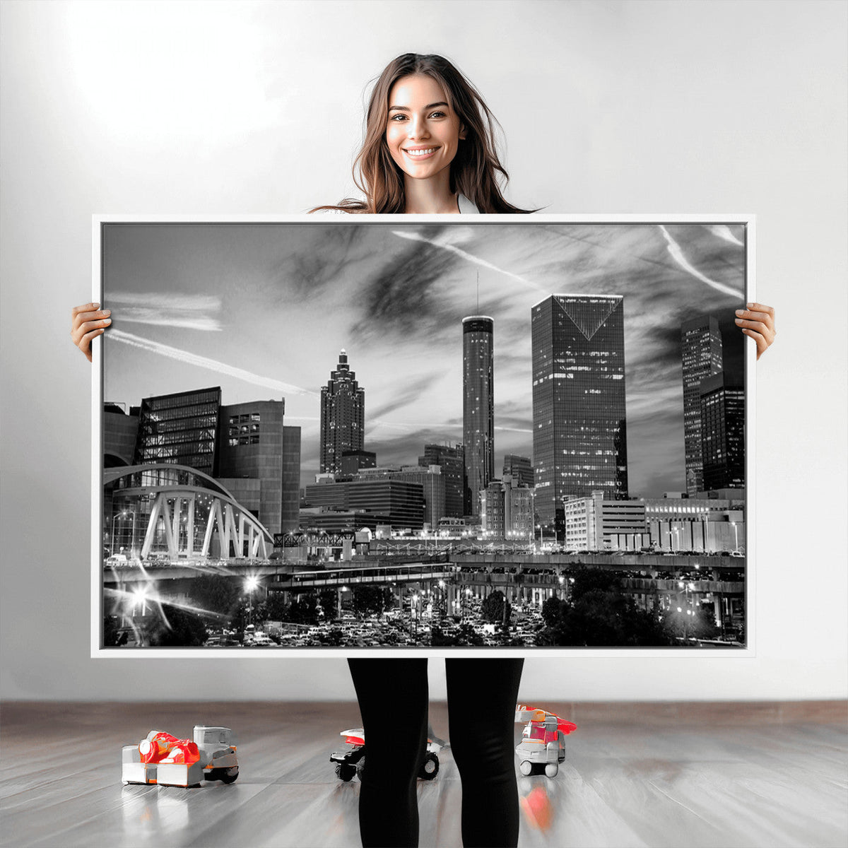 Black and White Atlanta Wall Art Canvas Print