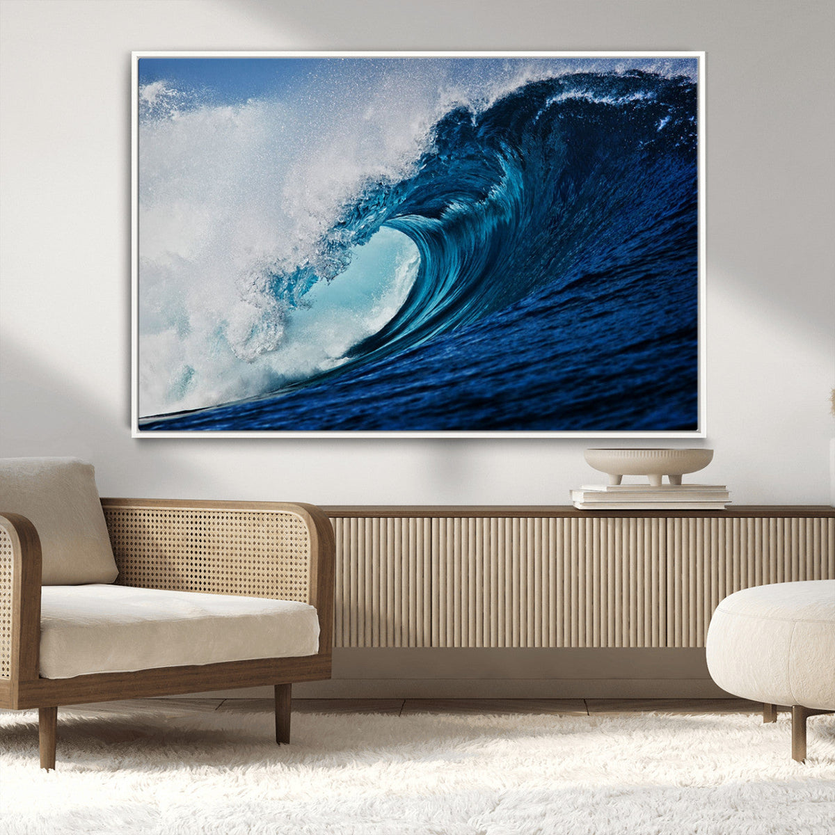 Ocean Wave at Sunset Canvas Art, Large Wall Print of Vibrant