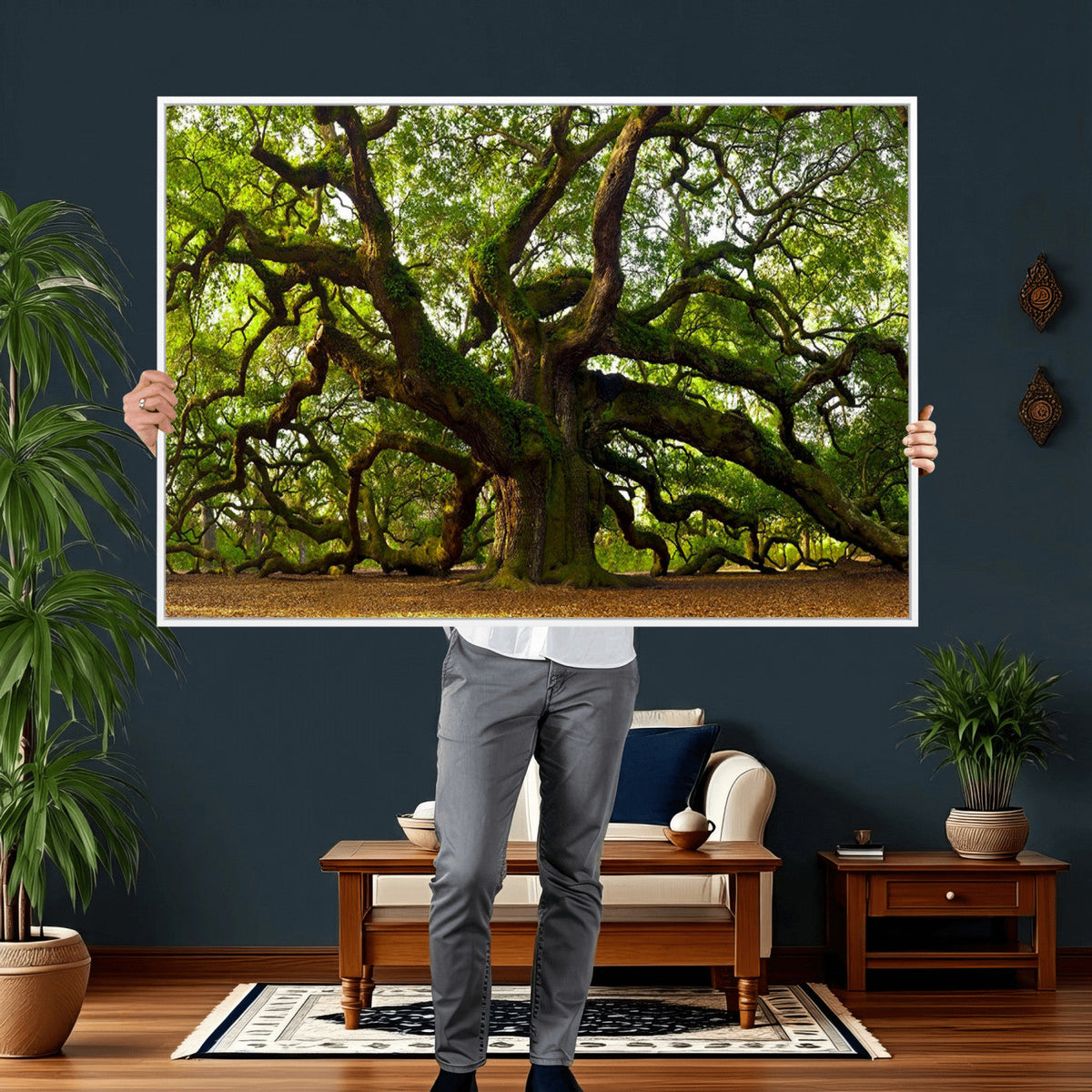 Angel Oak Tree Wall Art Canvas Print | Forest Tree Nature