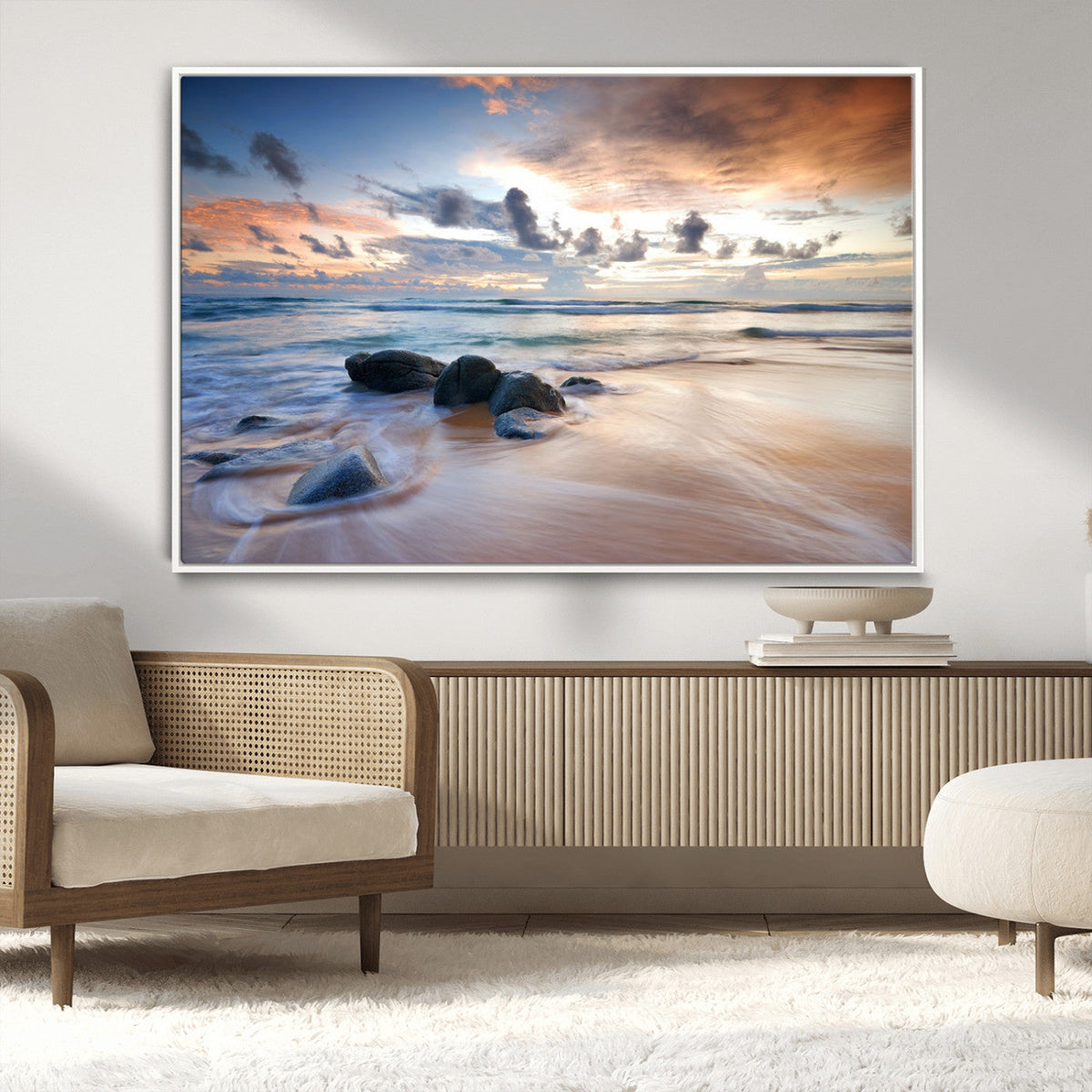 Serene Weather On The Beach Wall Art Canvas Print
