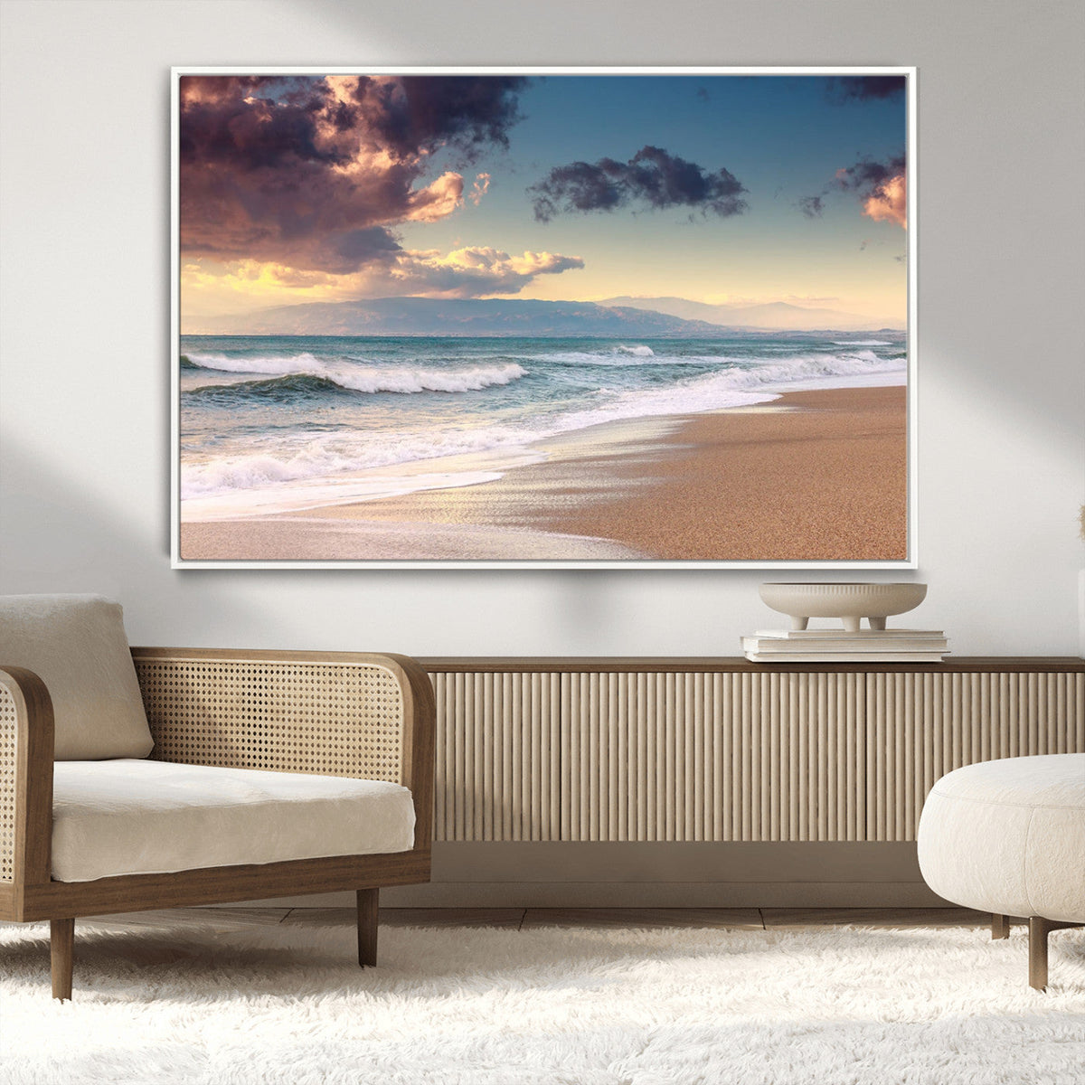 Cloudy Weather Beach Sunset Canvas Print | Sunrise Wall Art