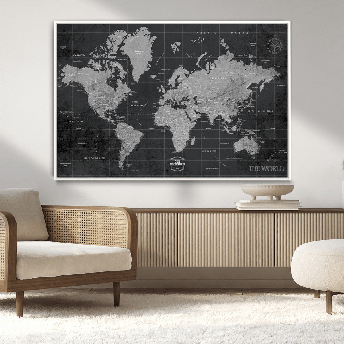 World Map Canvas Print – Detailed Map of the World Wall Art