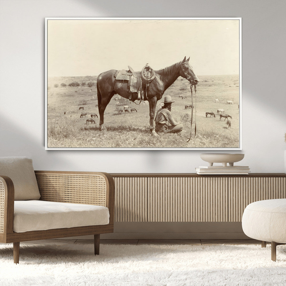 Cowboy Wall Art - Western Horse Canvas Print - Vintage