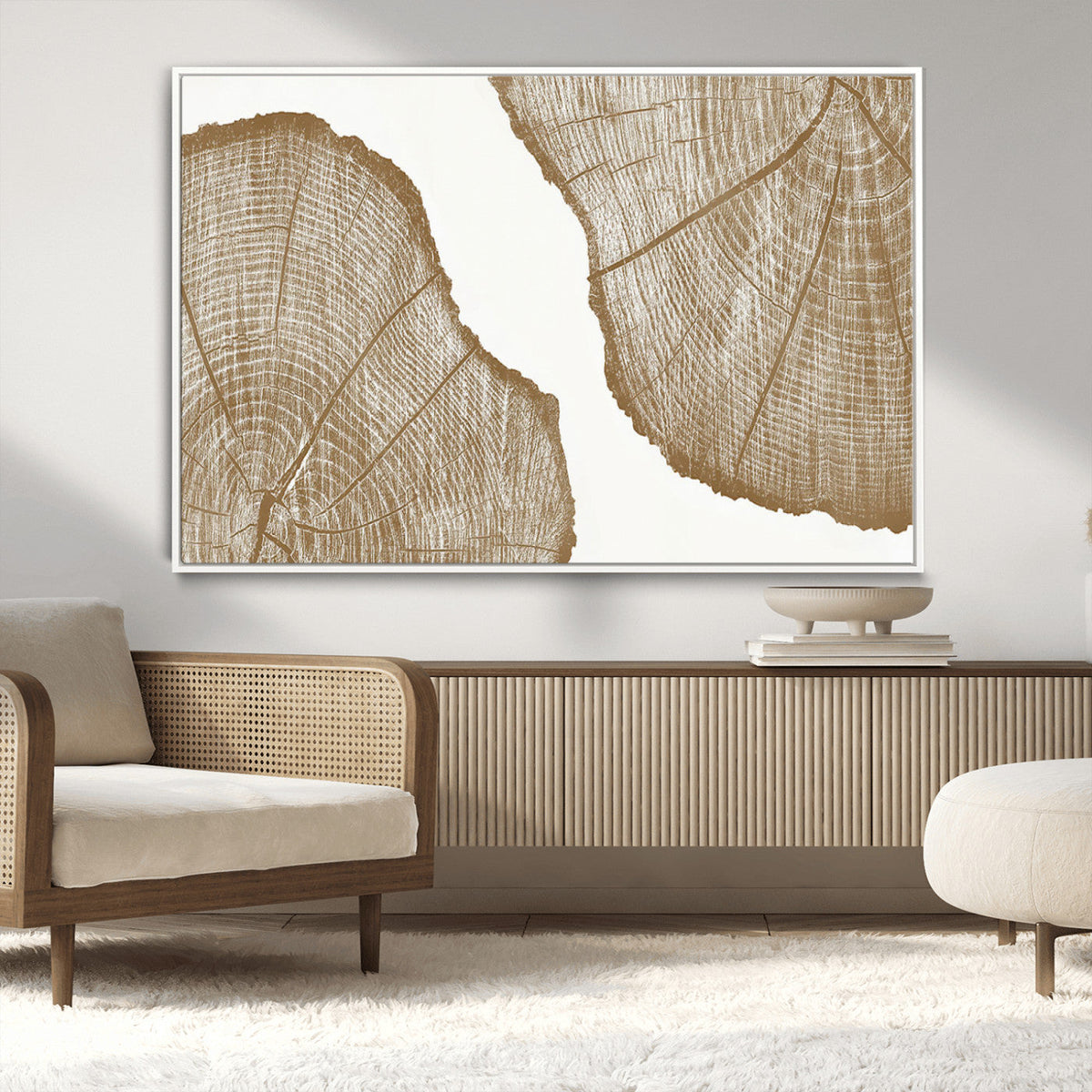 Rustic Brown Tree Ring Wall Art Canvas Print – Framed and
