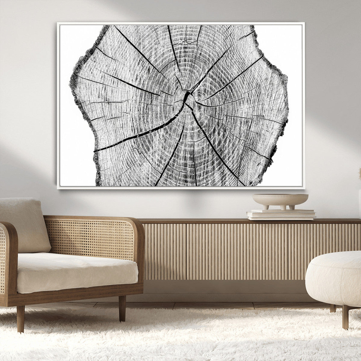 Rustic Tree Ring Wall Art Canvas Print – Framed and Ready to