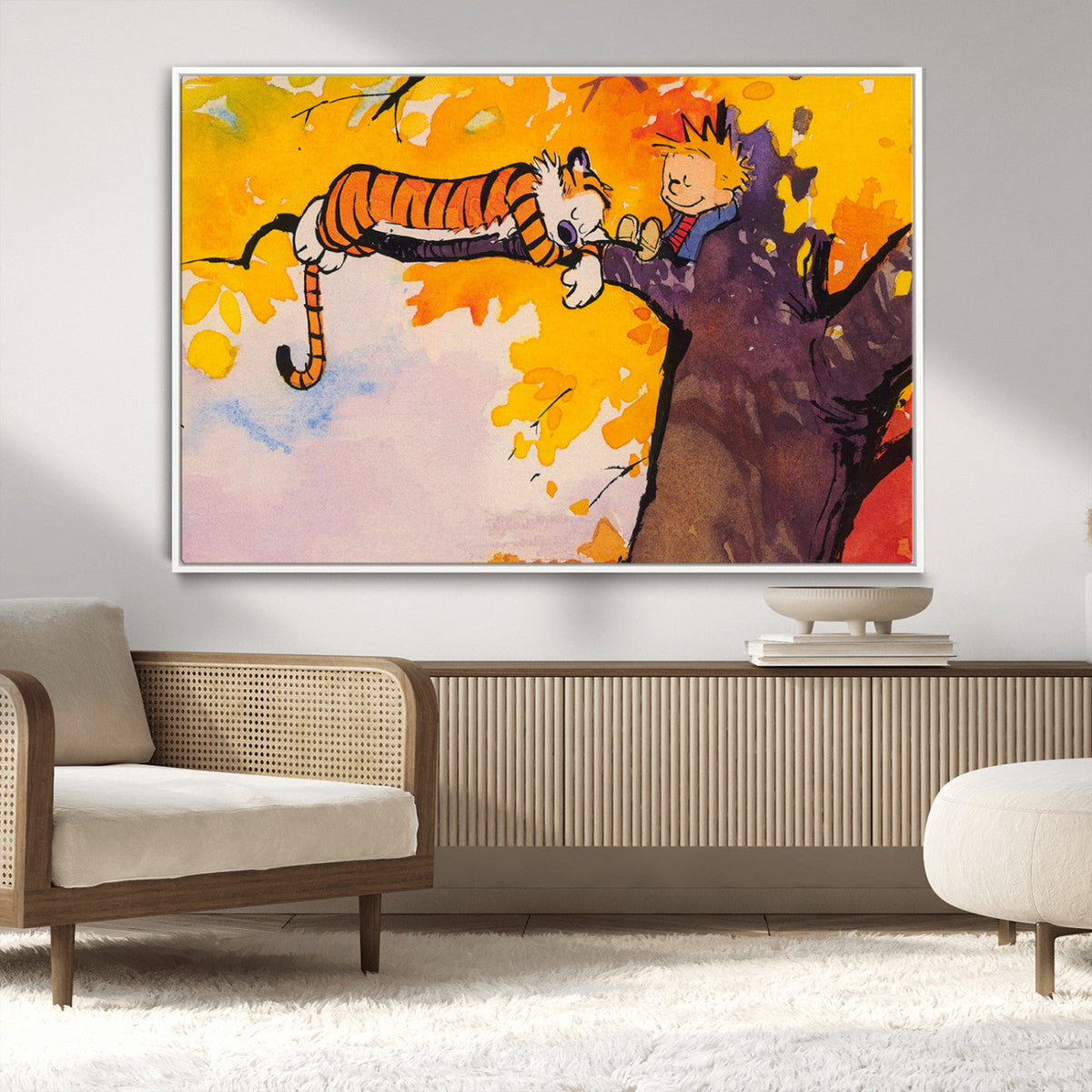 Calvin and Hobbes Tree Scene Canvas Print | 3 Panel Large