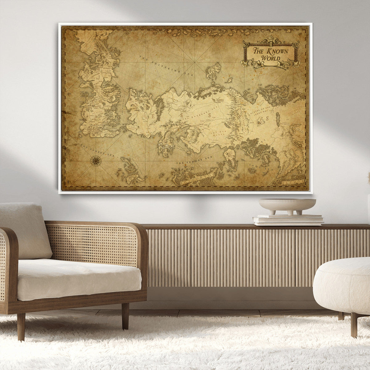 Vintage Game of Thrones Map Wall Art | Westeros and Essos