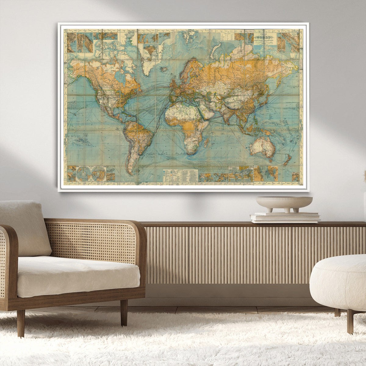 Push Pin World Map Canvas Print – Travel Tracker Wall Art