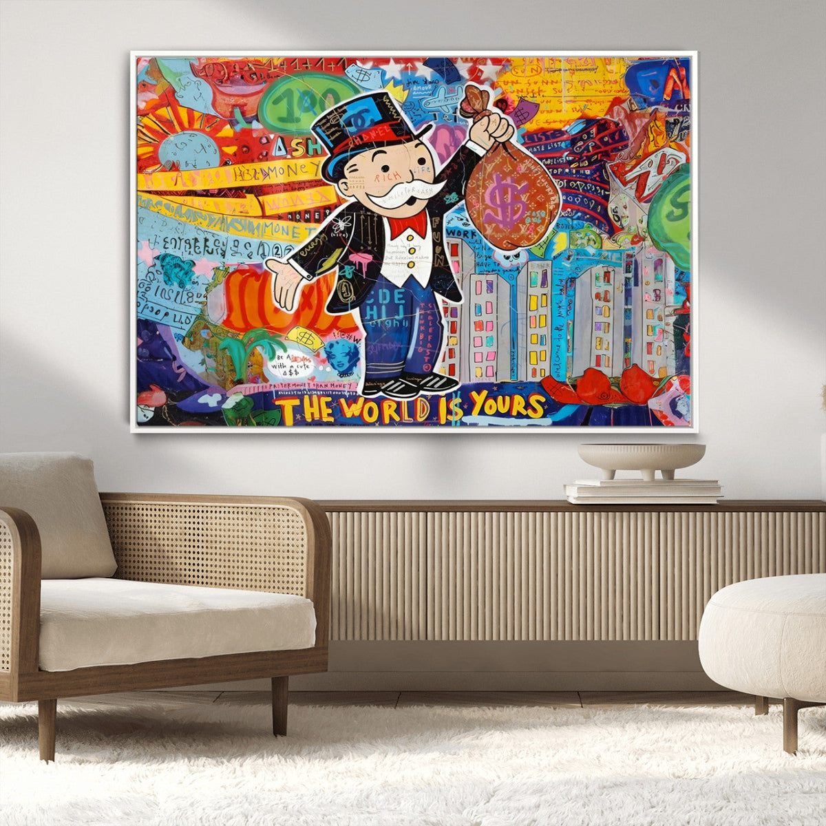 Pop Art Monopoly Man Canvas Wall Art Print - Bold and