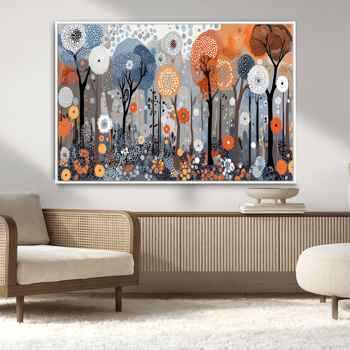 Abstract Winter Landscape Canvas Wall Art Print - Large