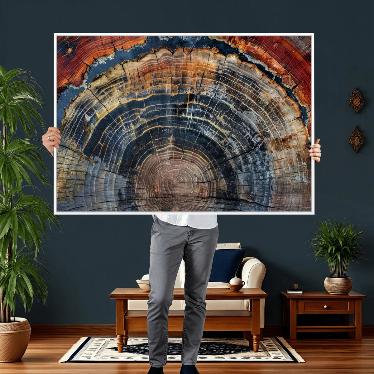 Abstract Tree Ring Wall Art Canvas Print