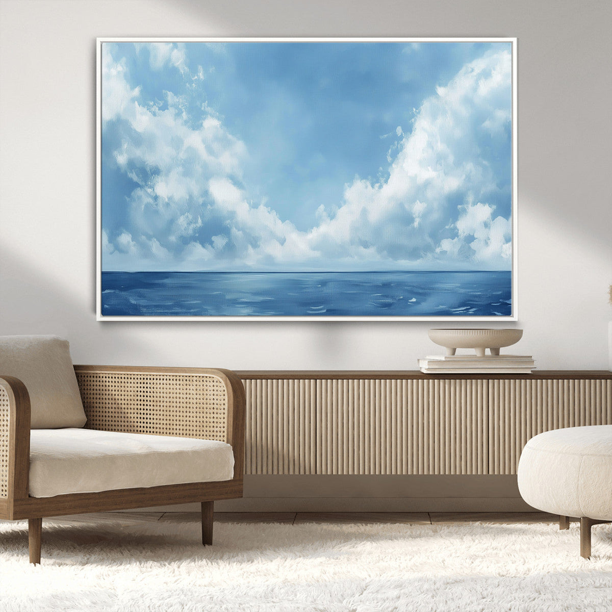 Abstract Ocean Print Artwork- Serene Blue Ocean Canvas Wall
