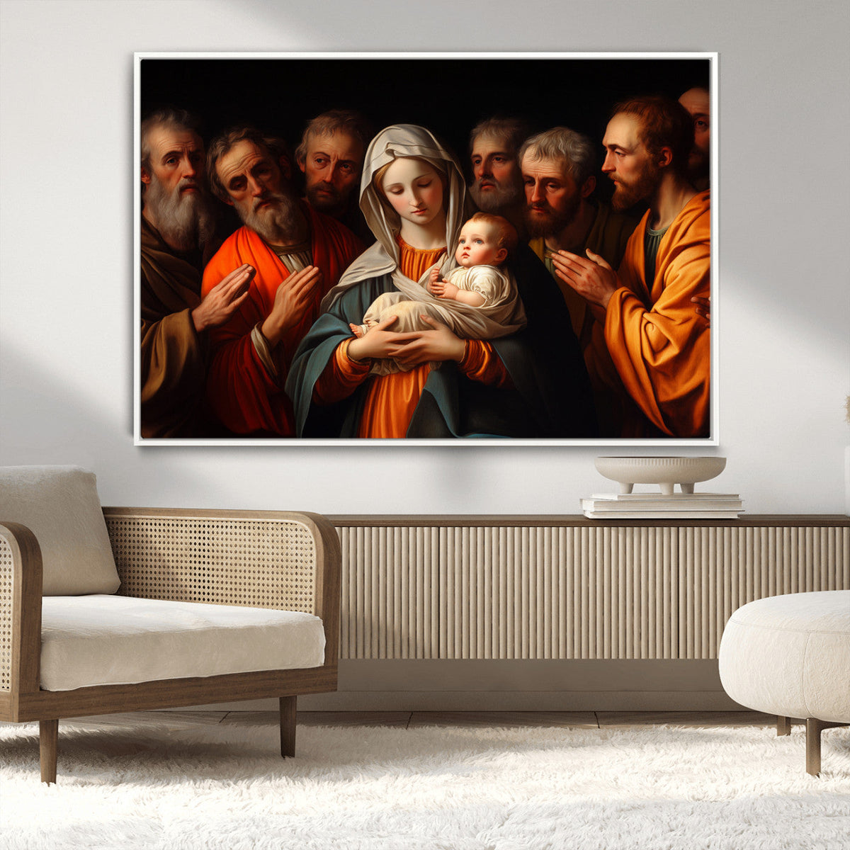 Religious Canvas Wall Art Print - Madonna and Child with
