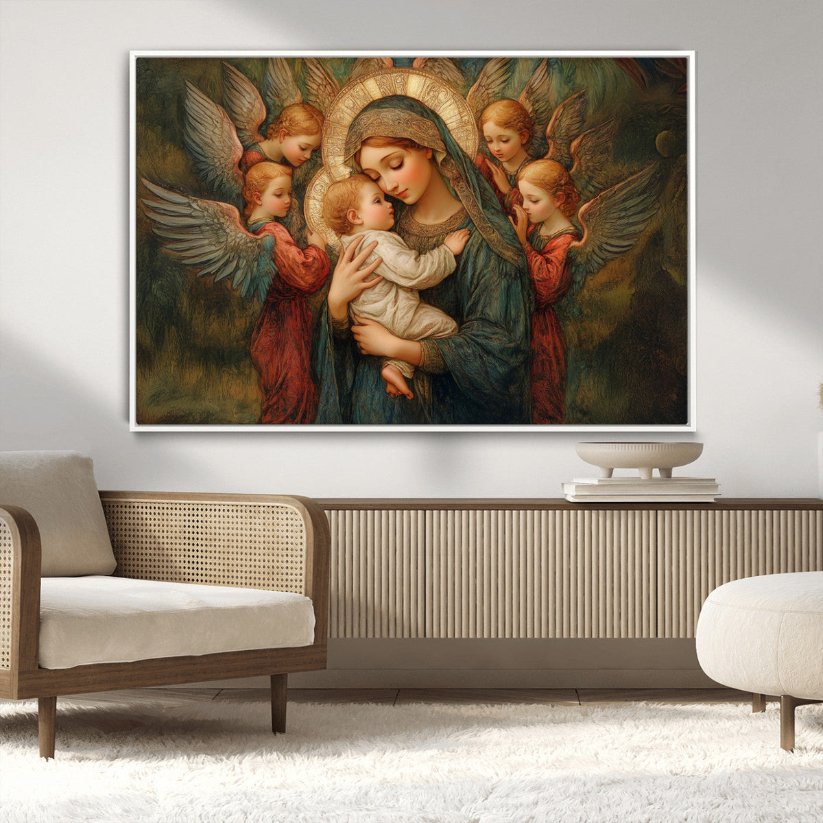 Mary Jesus Canvas Wall Art Print - Madonna and Child with