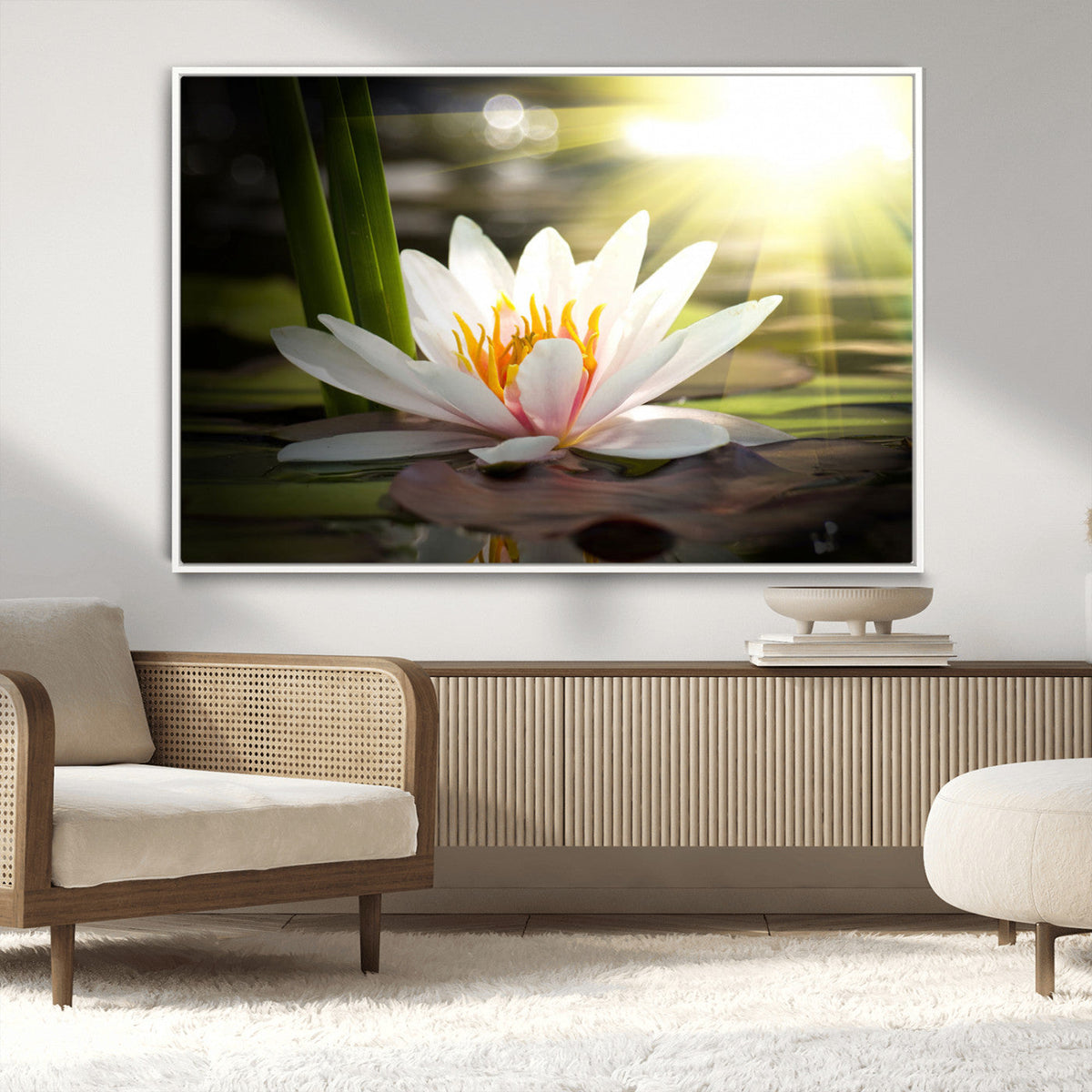Lotus Flower Wall Art Canvas Print, Water Lily Large Wall