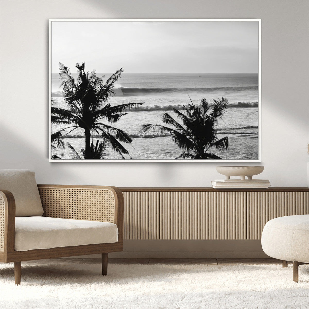 Tropical Coastline Wall Art Canvas Print – Framed Palm Trees