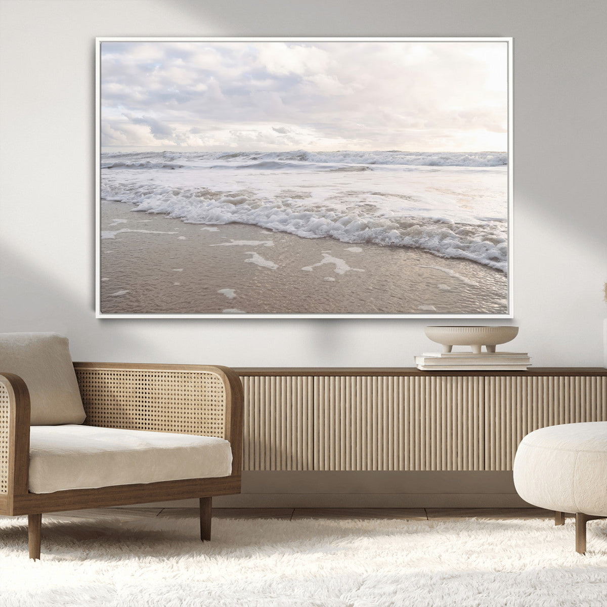 Ocean Waves Wall Art Canvas Print – Framed Coastal Shoreline