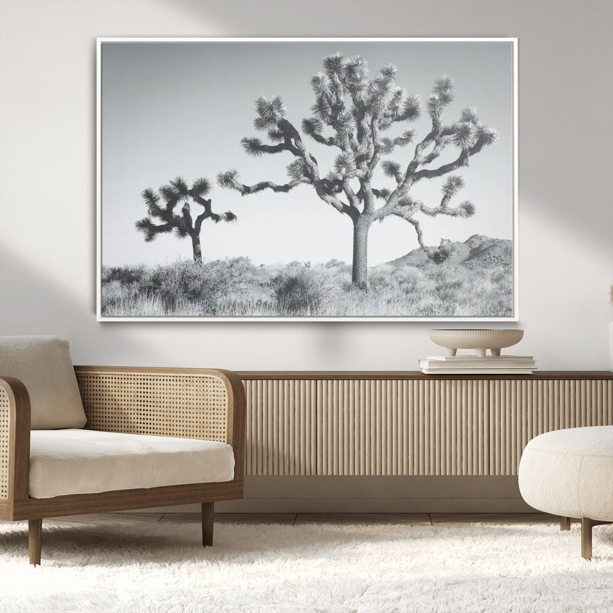 Joshua Tree Wall Art Canvas Print – Framed Black White
