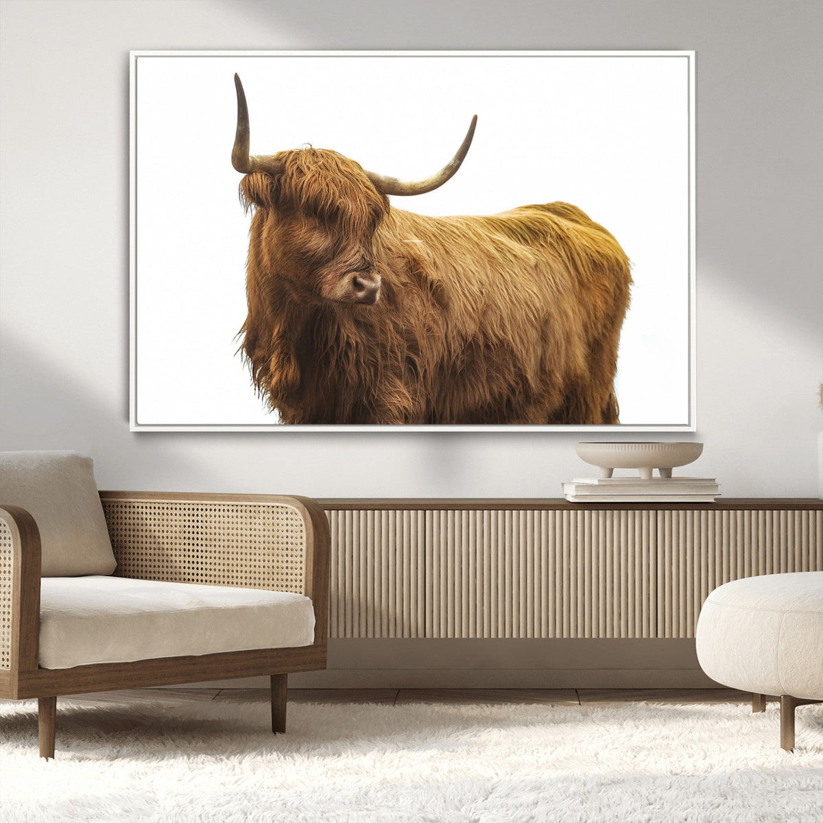 Highland Cow Wall Art Canvas Print – Framed Farmhouse Rustic