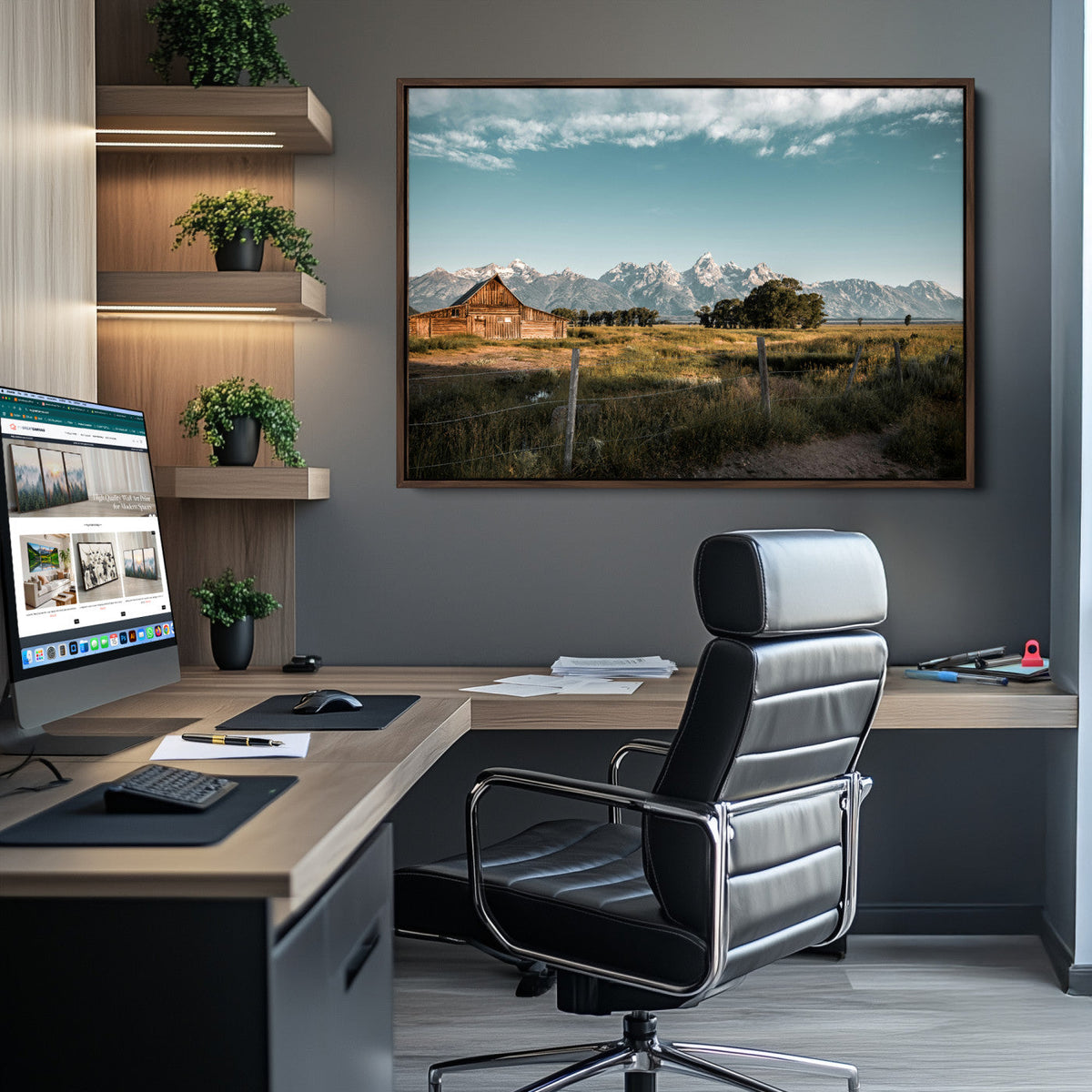Rustic Farmhouse Wall Art Canvas Print – Teton Range Mormon