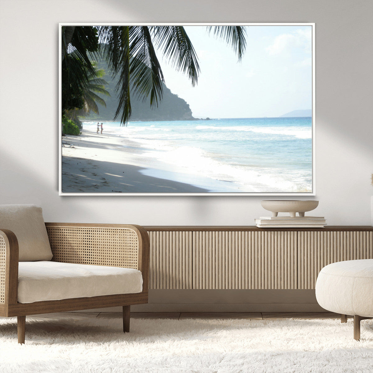 Tropical Beach Wall Art Canvas Print – Framed Serene Ocean