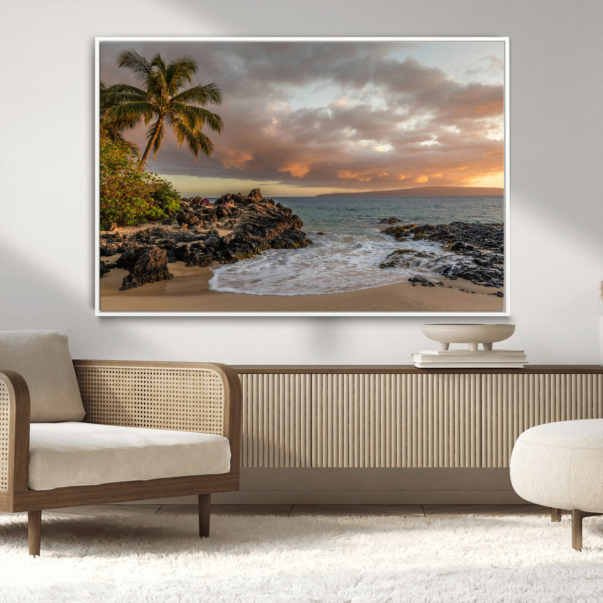 Tropical Beach Wall Art Canvas Print, Vibrant Hawaiian