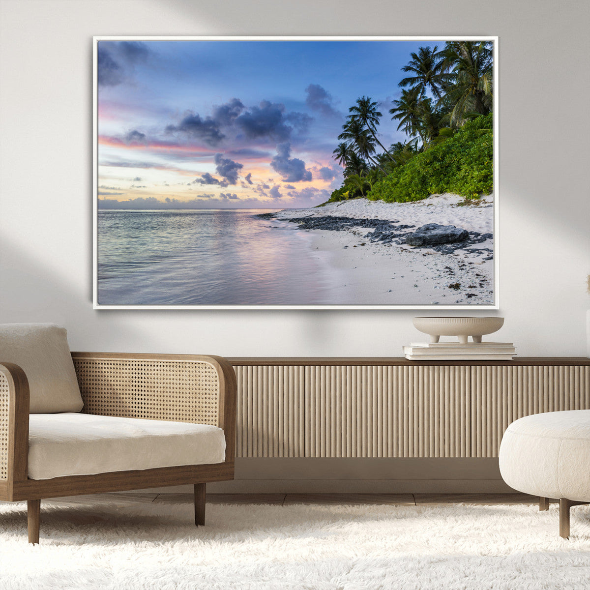 Tropical Beach Wall Art Canvas Print – Framed Sunset Glow
