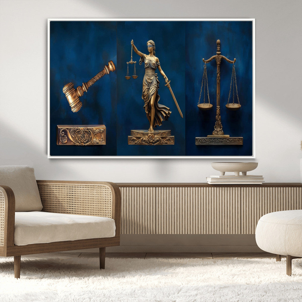 Lady Justice Wall Art Canvas Print – Elegant Gold Legal