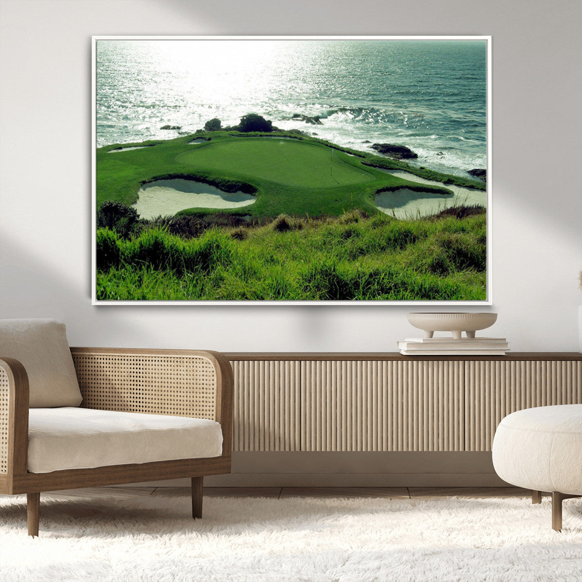Coastal Golf Course Wall Art Canvas Print – Scenic Green