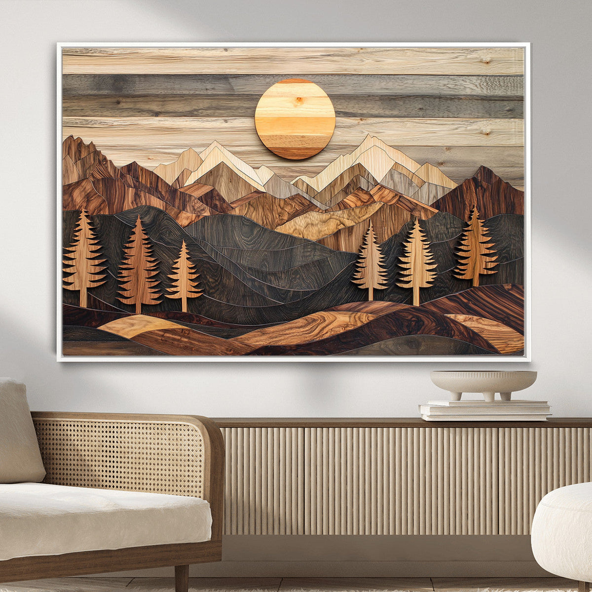 Wood Mountain Wall Art Canvas Print – Layered Forest and