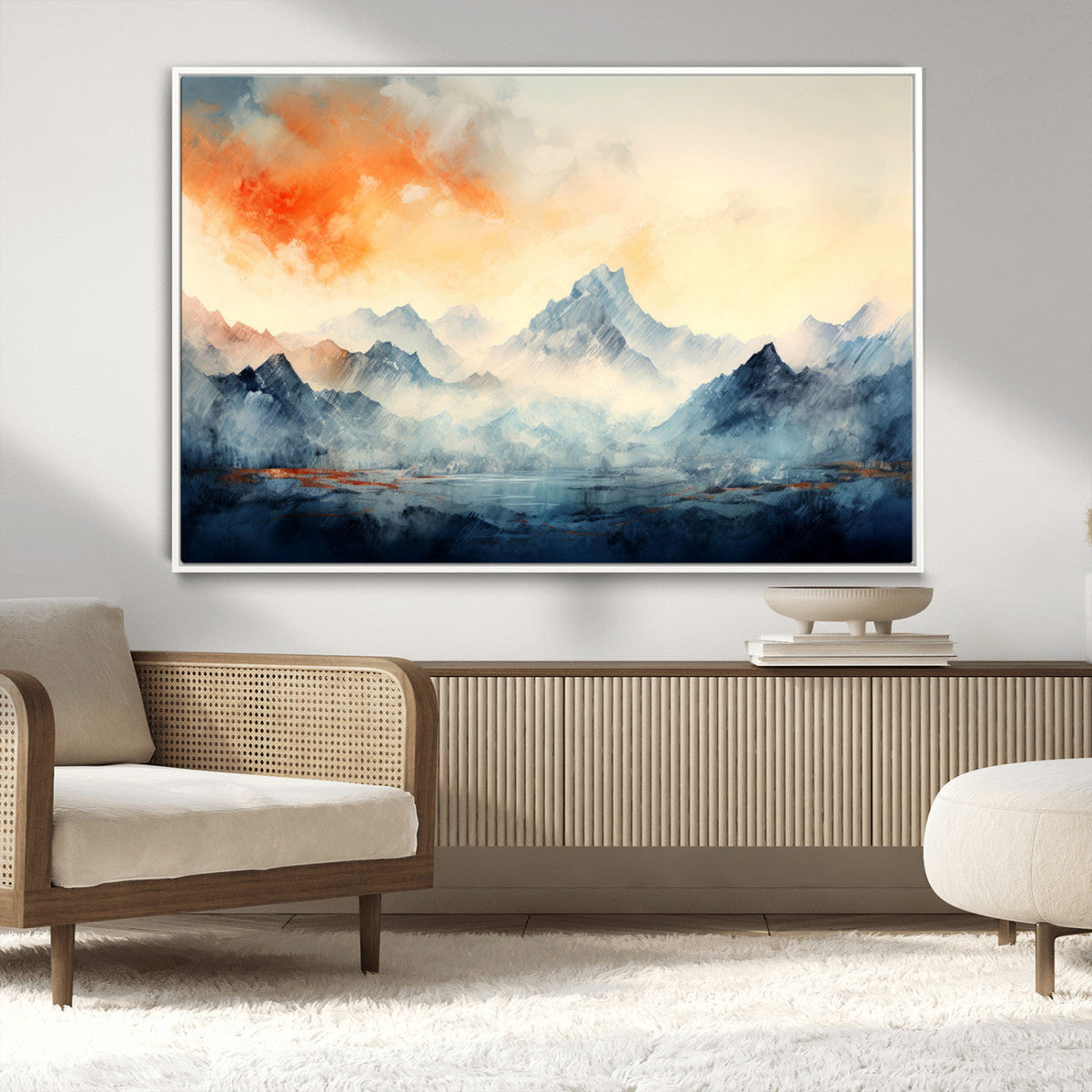 Warm Clouds Abstract Mountain Wall Art Canvas Print