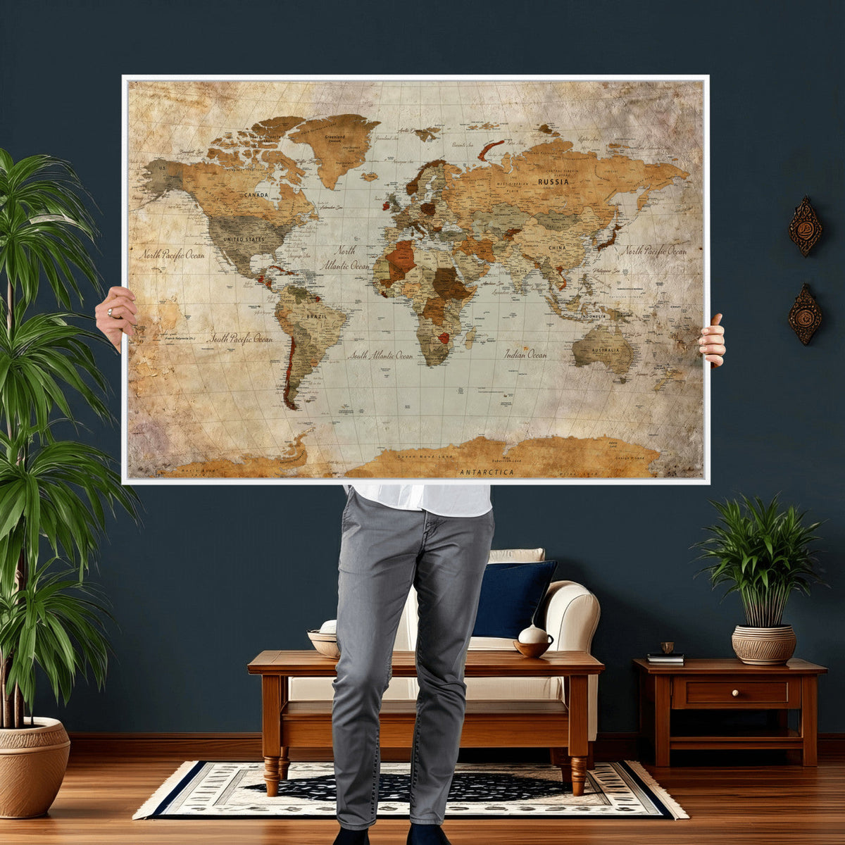 World Map Canvas Print – Detailed Map of the World Wall Art