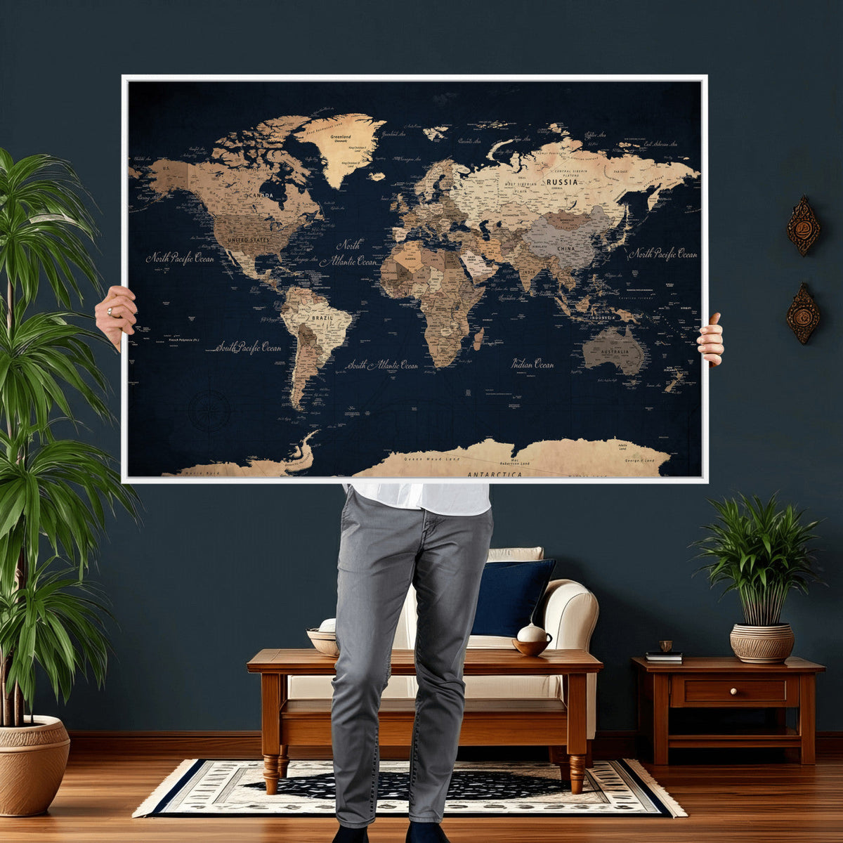 World Map Canvas Print – Detailed Map of the World Wall Art