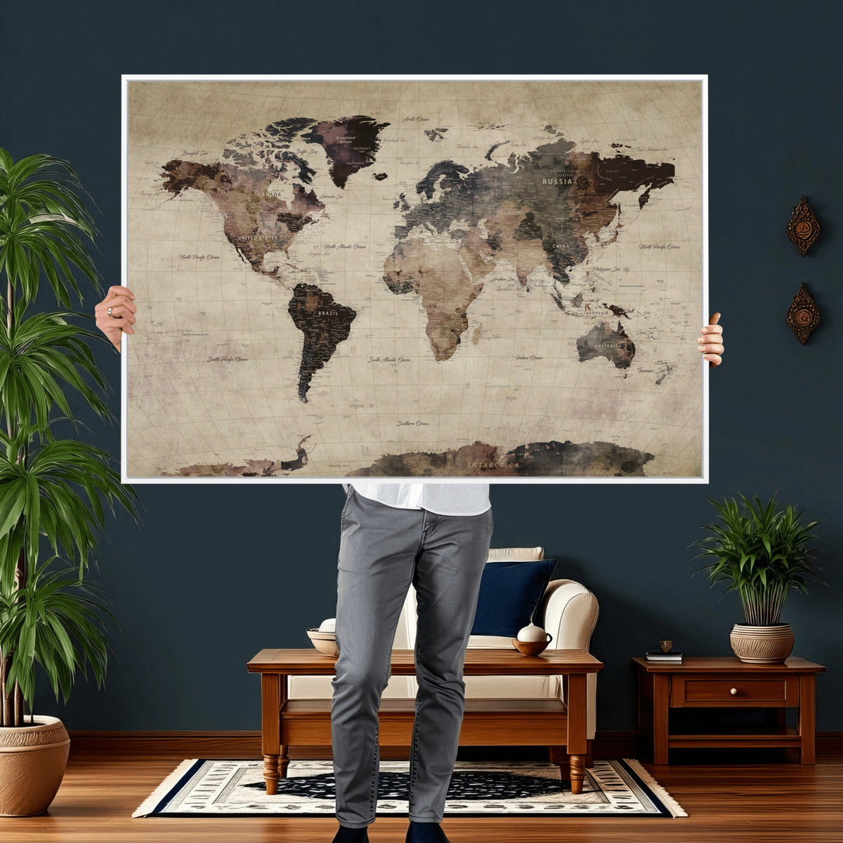 World Map Canvas Print – Detailed Map of the World Adventure
