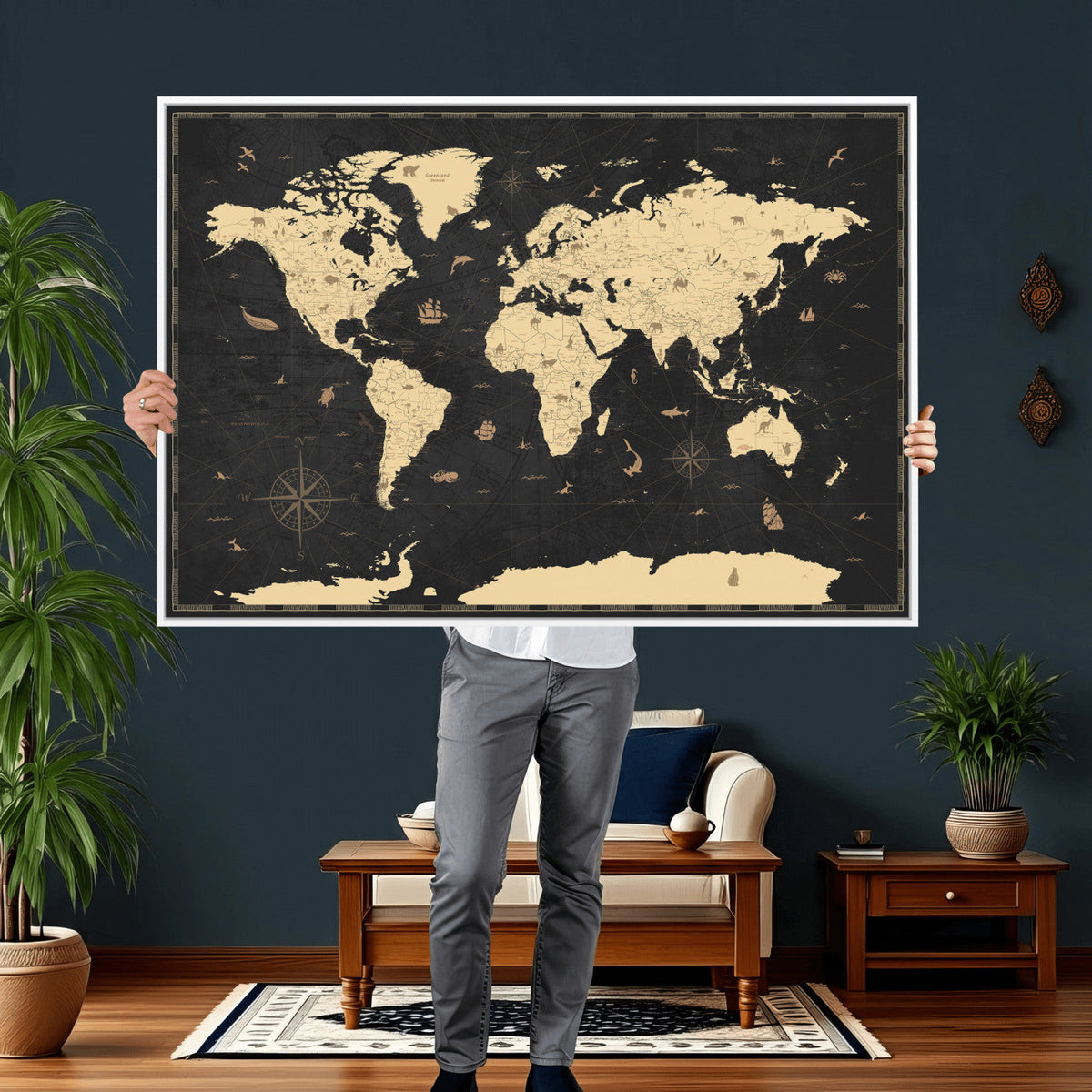 World Map Canvas Print – Detailed Map of the World Wall Art