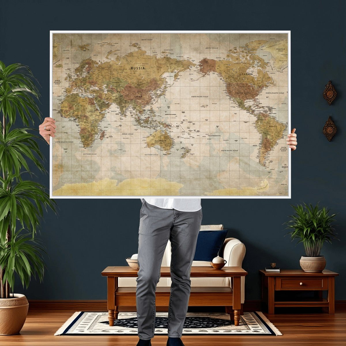 World Map Canvas Print – Detailed Map of the World Wall Art