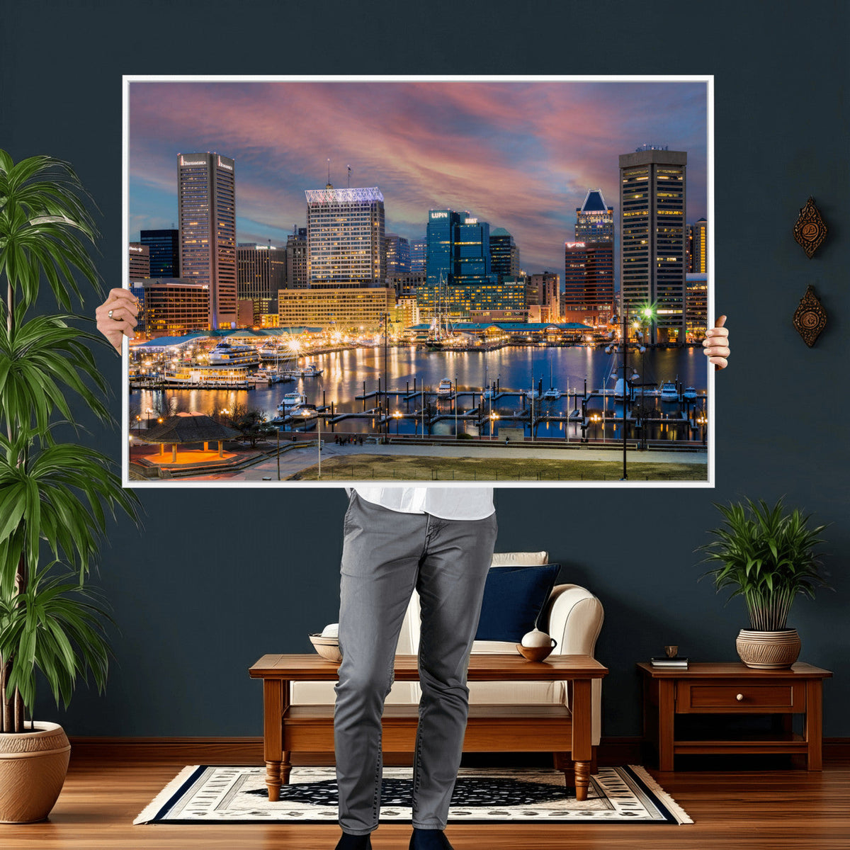 Baltimore Skyline Wall Art Canvas Print, Baltimore Downtown