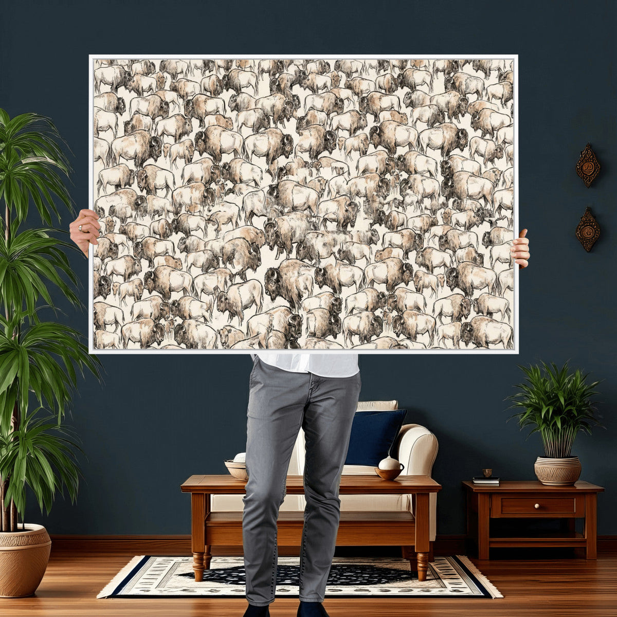 American Bison Canvas Print - Abstract Buffalo Wall Art