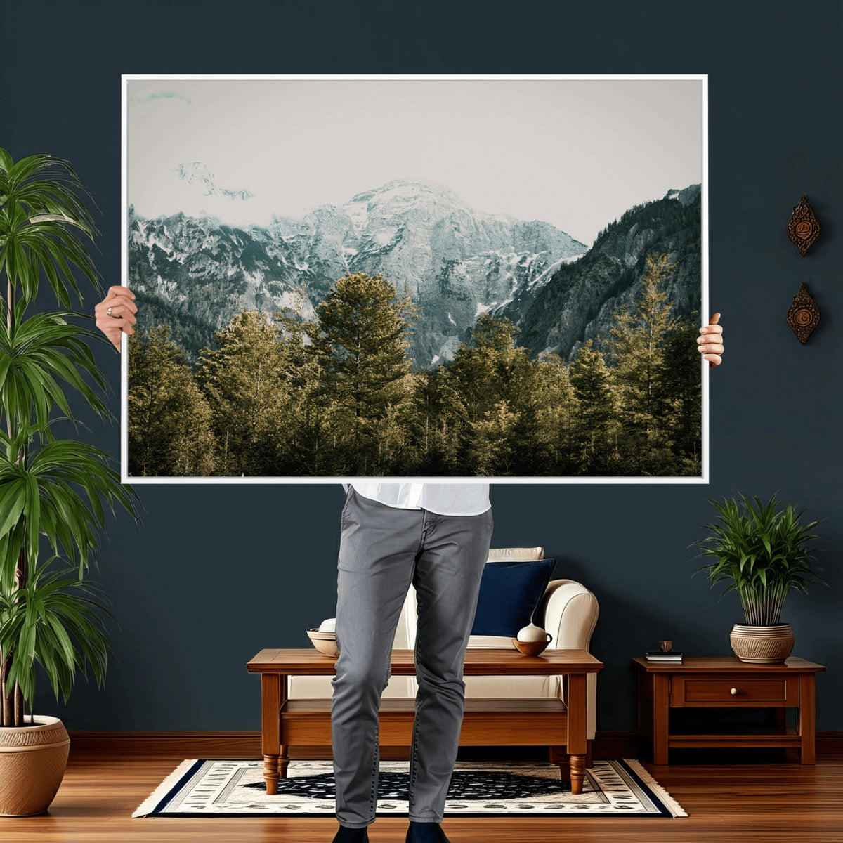 Mountain Forest Wall Art Canvas Print, Alpine Landscape