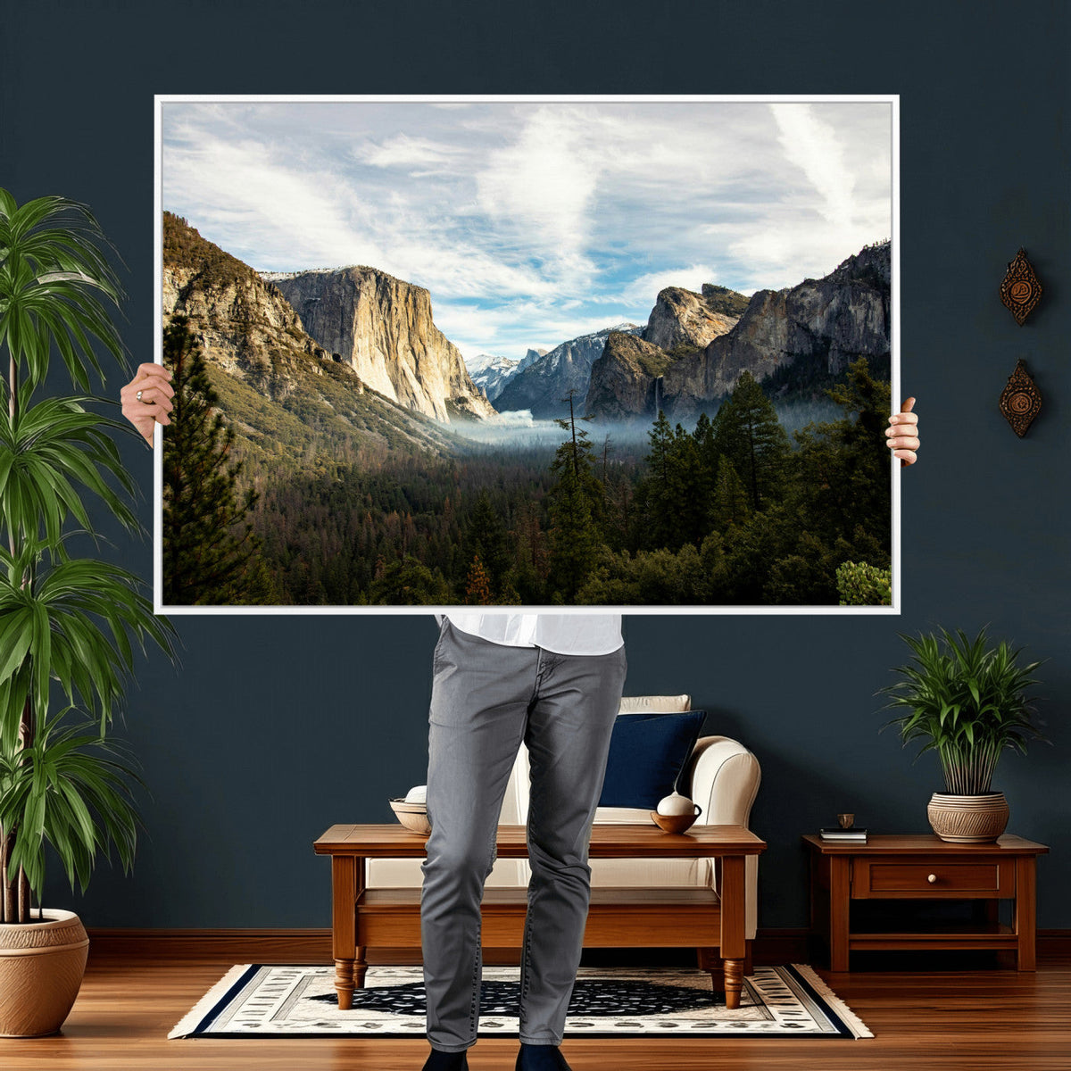 Yosemite Valley Mountain Wall Art Canvas Print, Granite