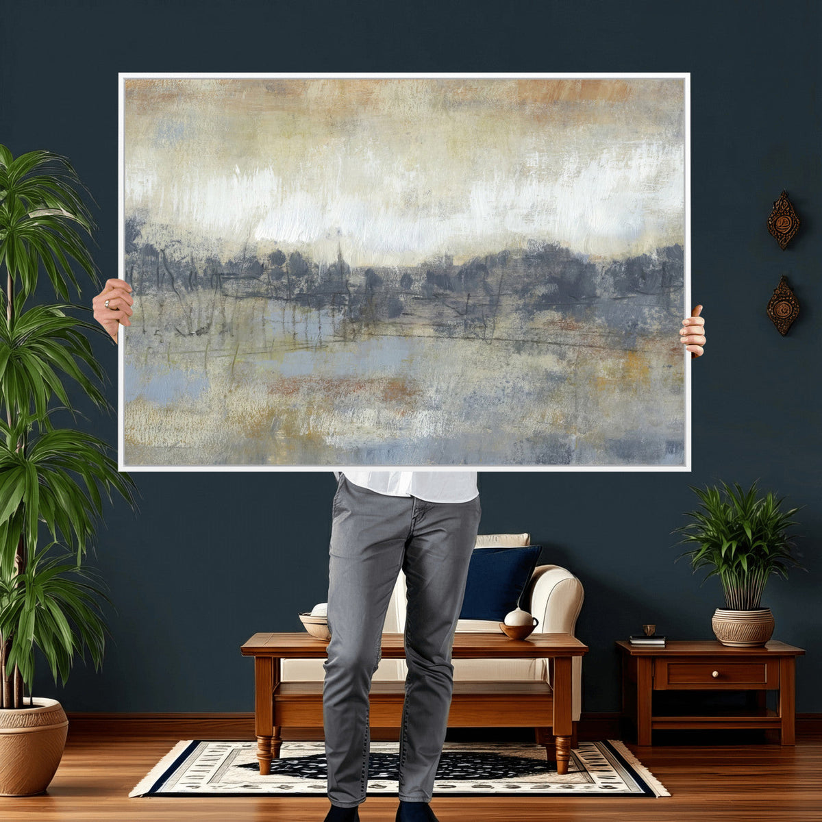 Abstract Neutral Landscape Painting Wall Art