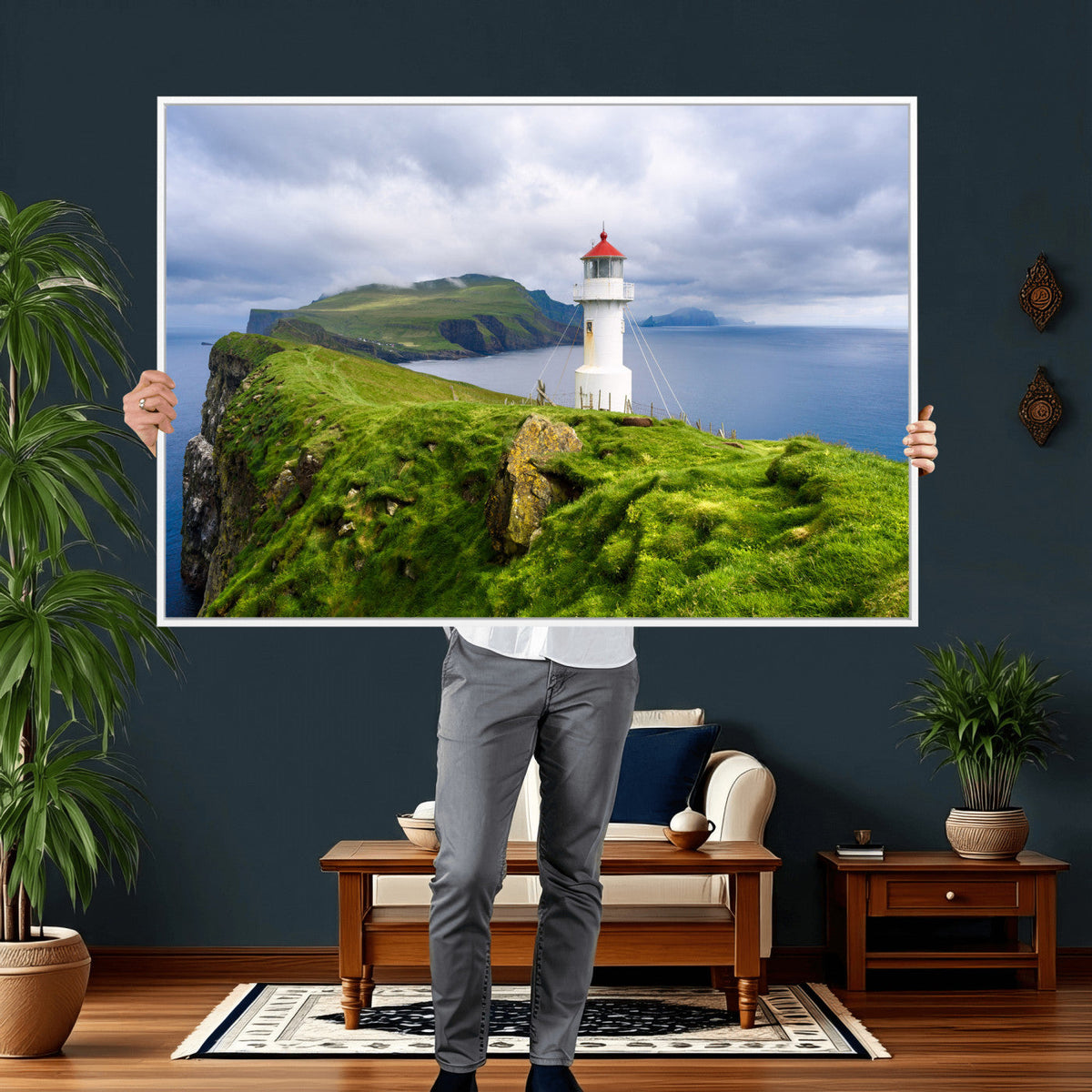 Cliffside Lighthouse Wall Art Canvas Print – Coastal