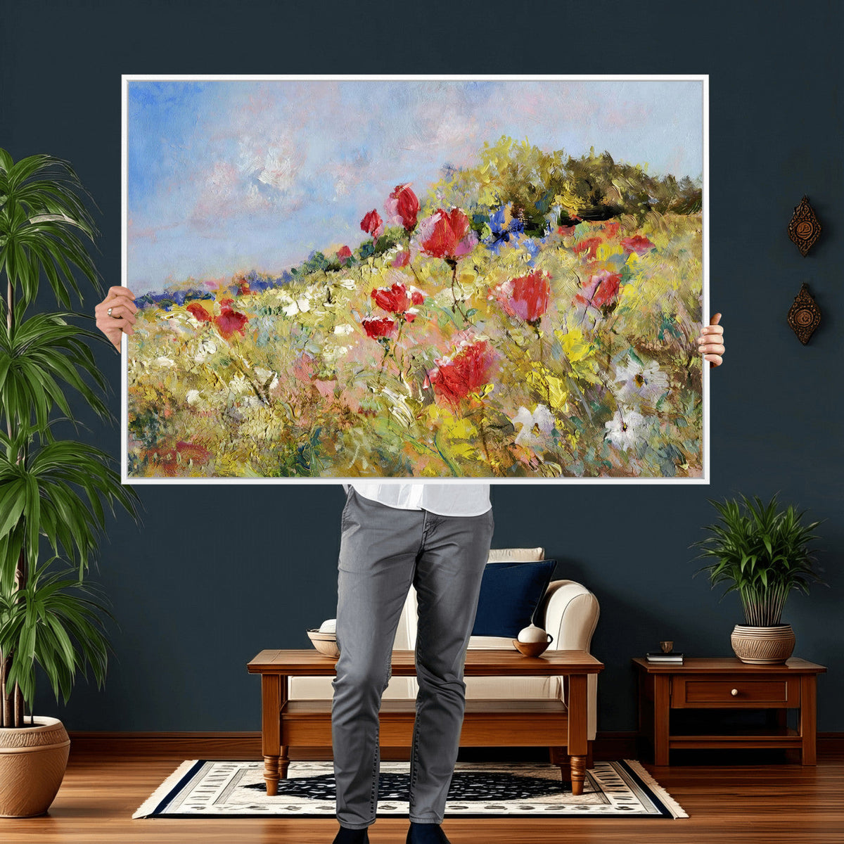 Abstract Mountain Landscape Wall Art Canvas Print – Textured