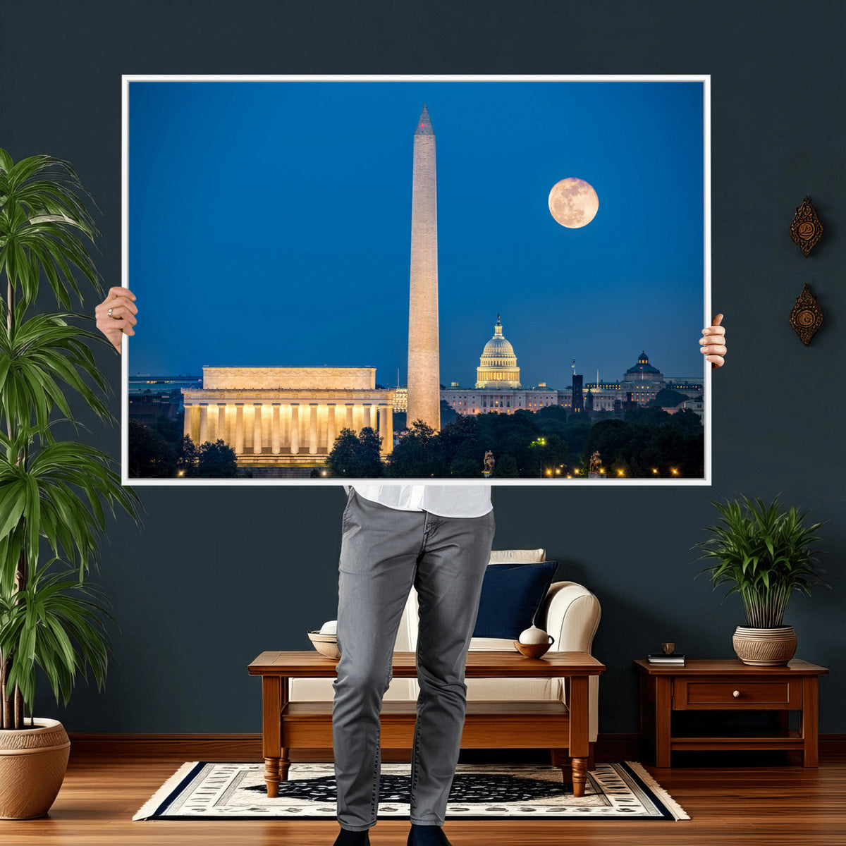 Washington DC Skyline Wall Art Canvas Print – Lincoln