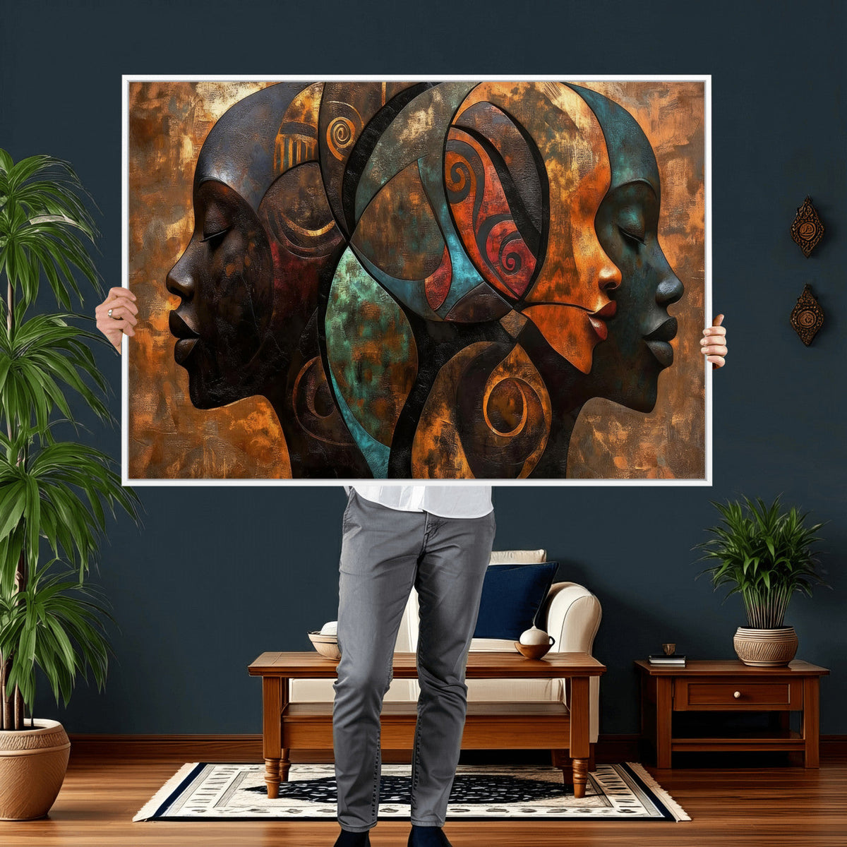 Abstract Afro American Women Wall Art Canvas Print