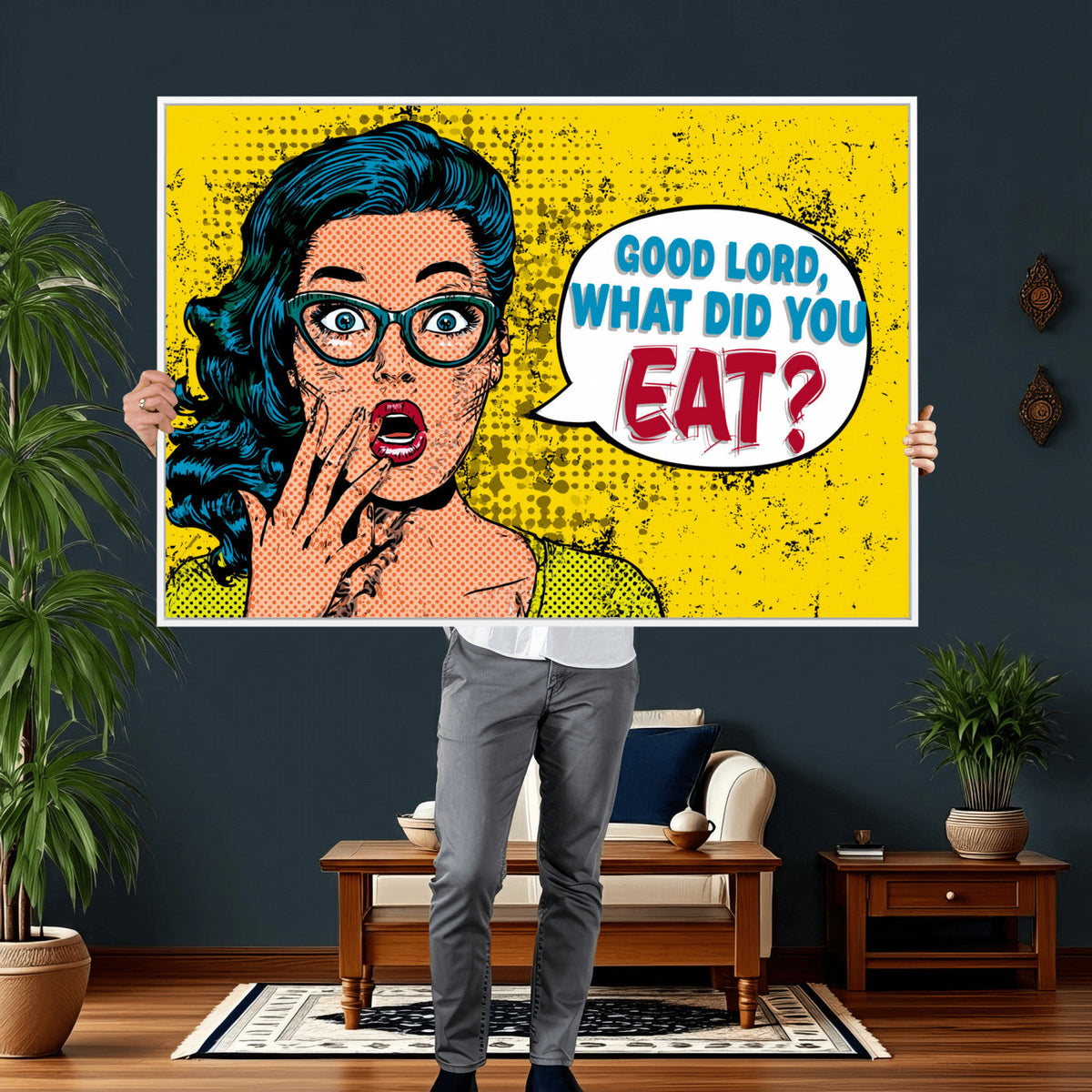 Pop Art Print Bathroom Sign Wall Art Canvas Print — Funny